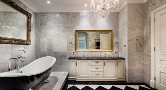 Small Glamorous Black & White Bathroom