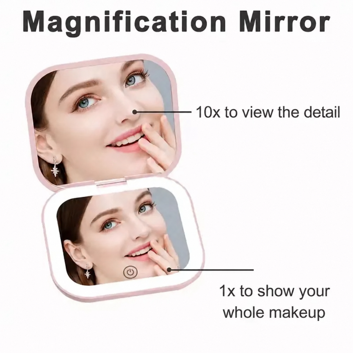 LED Travel Makeup Mirror with 10X Magnification & 3-Colour Lighting