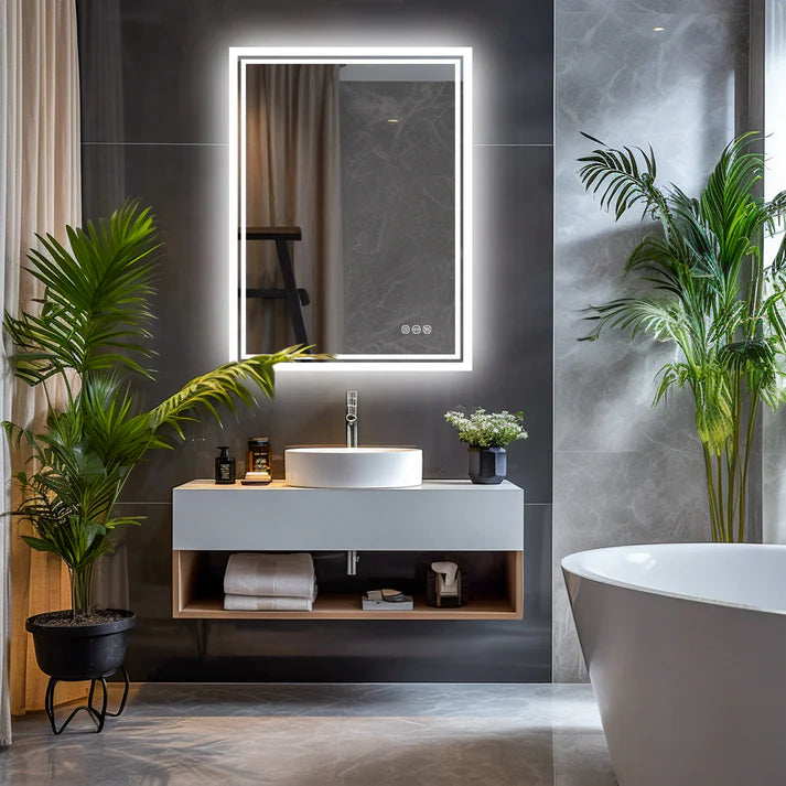 Rectangle Backlit Light LED Smart Bathroom Illumination Mirror, Wall Mounted, Anti-Fog