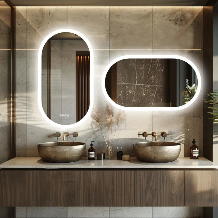 Oval Arched Backlit Bathroom Mirror with Anti-fog, dimmable & 3 Adjustable Colors  (Hot Sale)