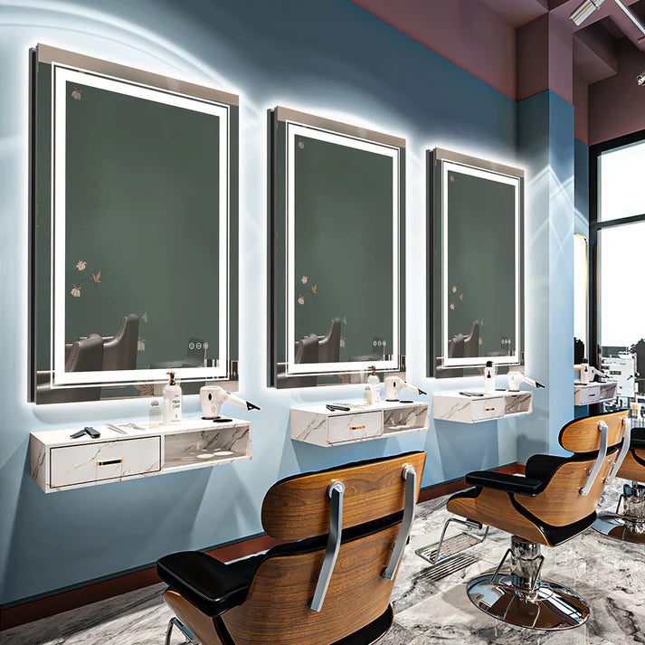Rectangle Double Light Illuminated Bathroom Mirror with Dimmable Anti-Fog and Memory Function