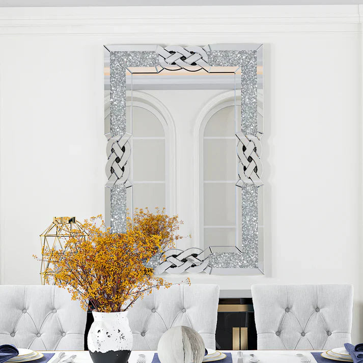 Rectangle Crystal Crushed Diamond Large Bathroom Mirror, 3 size available.