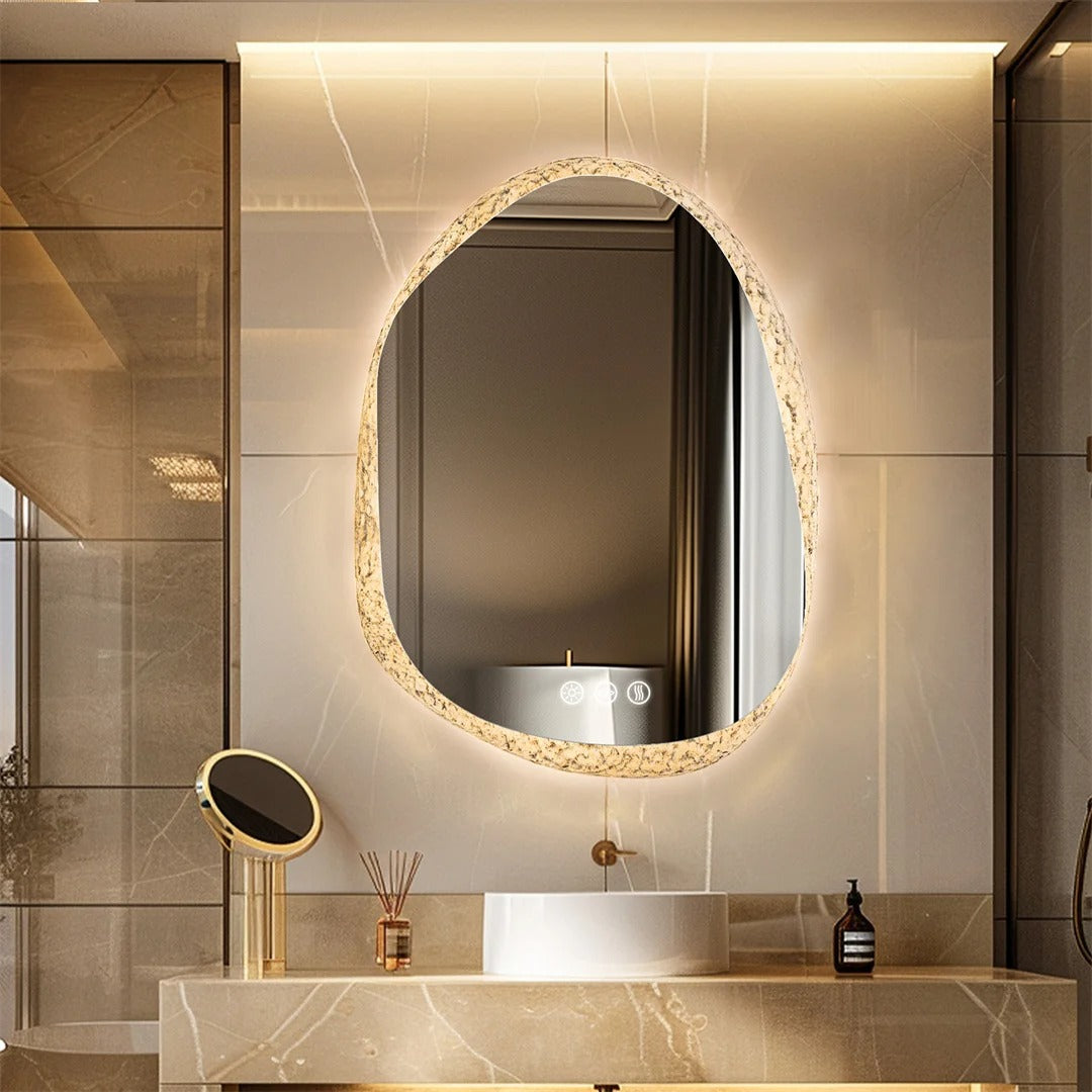 Unique Designed Frameless LED Backlit Bathroom Mirror, Irregular Shape ...