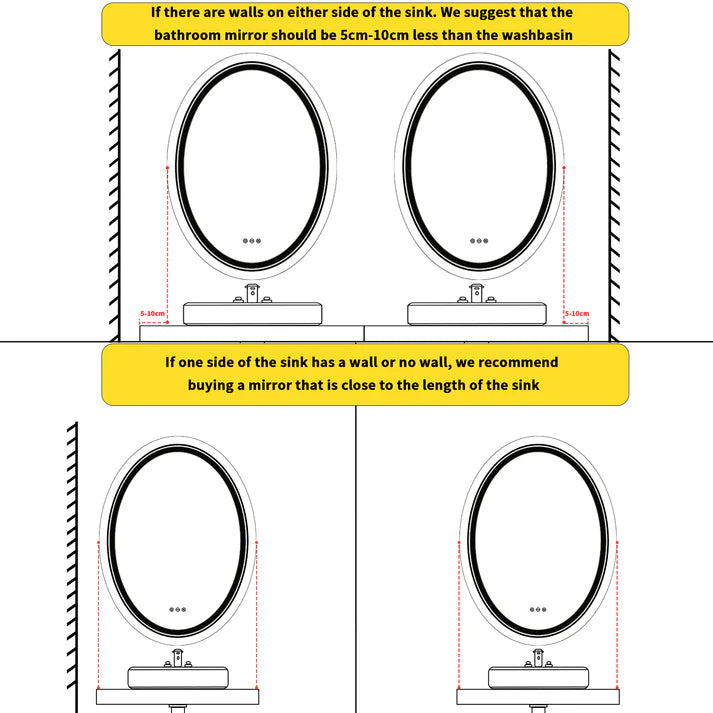 Oval Luxe Dual-Glow LED Bathroom Mirror - Anti-Fog, Dimmable, Double light, Memory & 3 colors.