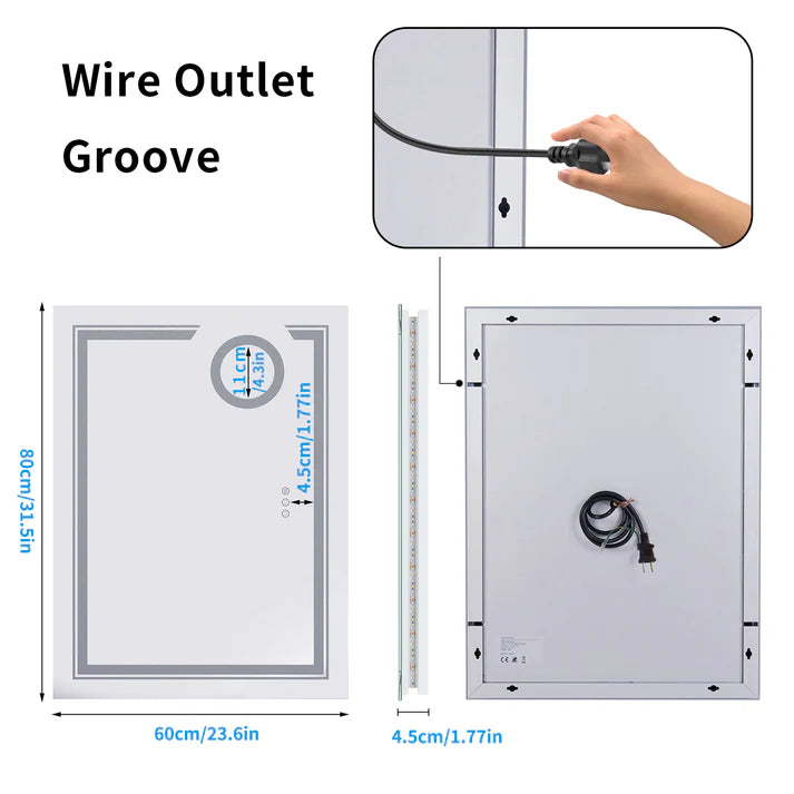 Rectangle Double Lights Bathroom Mirror with 3 X Magnifier – Illuminated Bathroom Mirror