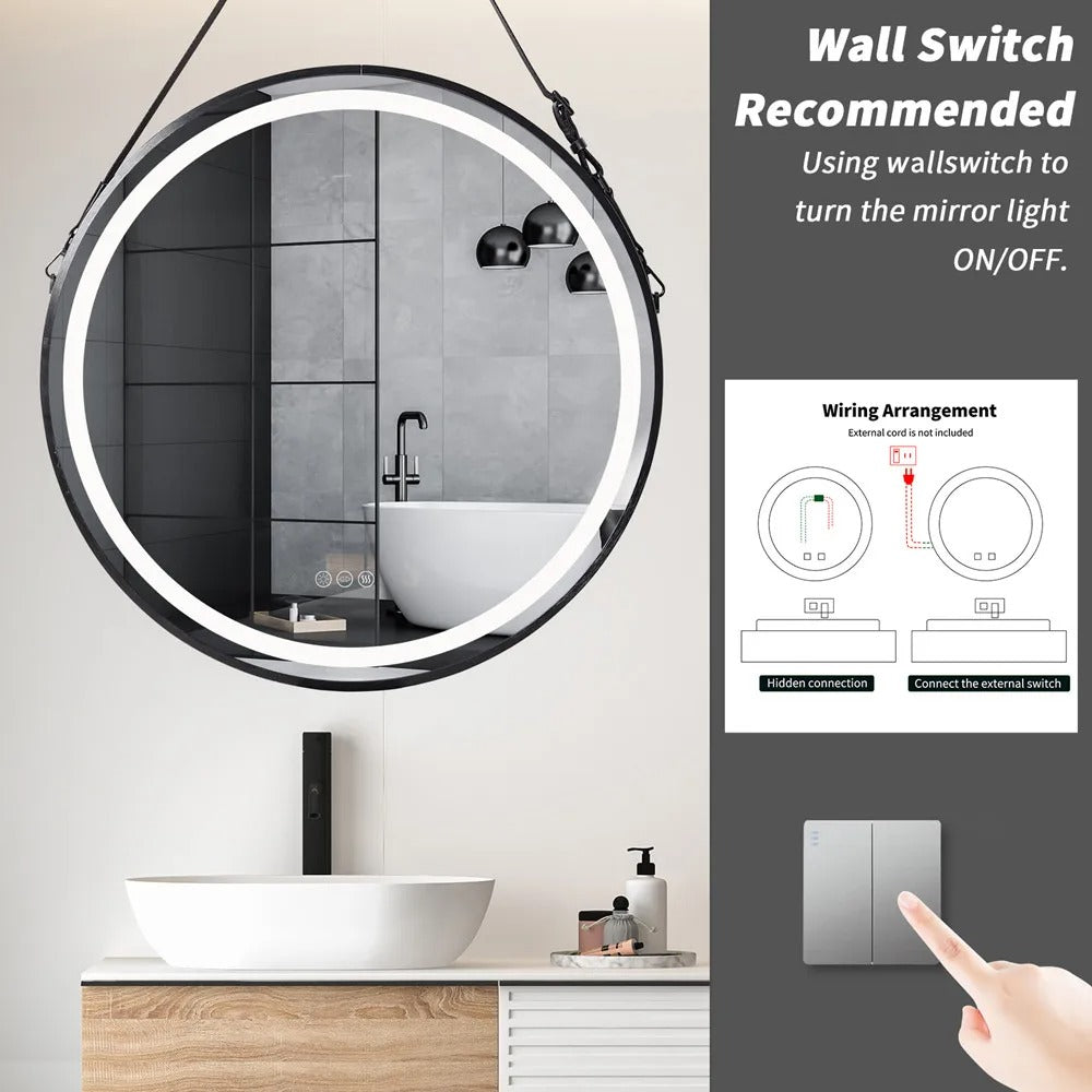 Round LED Bathroom Mirror: Smart Radiant Halo Design