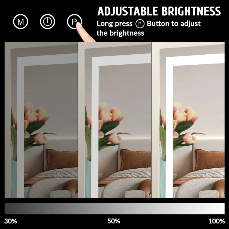 Large Vanity Makeup Mirror with Light – Detachable 15X Magnifier, 3 Color Modes, Touch Control & 360° Rotation