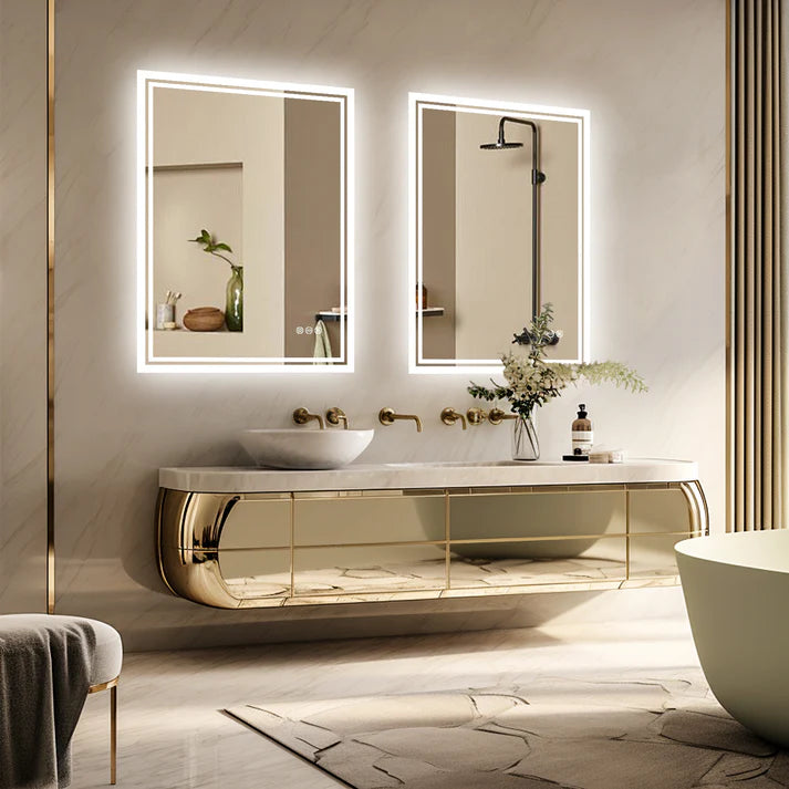 Rectangle Backlit Light LED Smart Bathroom Illumination Mirror, Wall Mounted, Anti-Fog