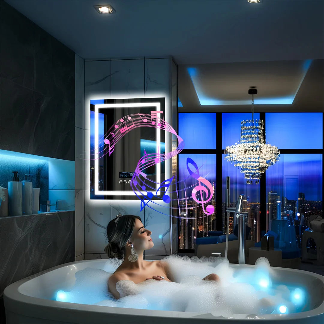 LED Bathroom Mirror with Bluetooth Speaker – Anti-Fog