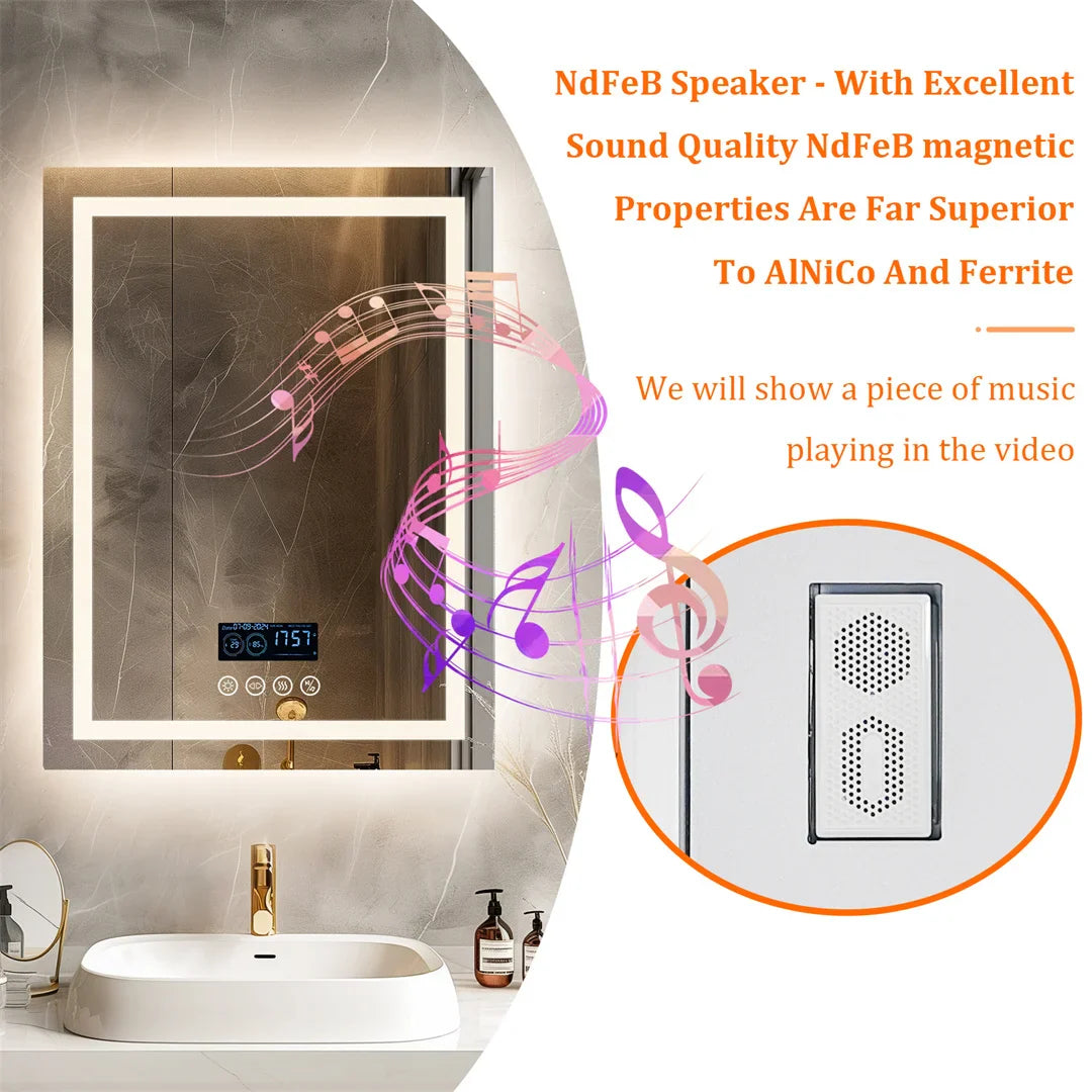 LED Bathroom Mirror with Bluetooth Speaker – Anti-Fog