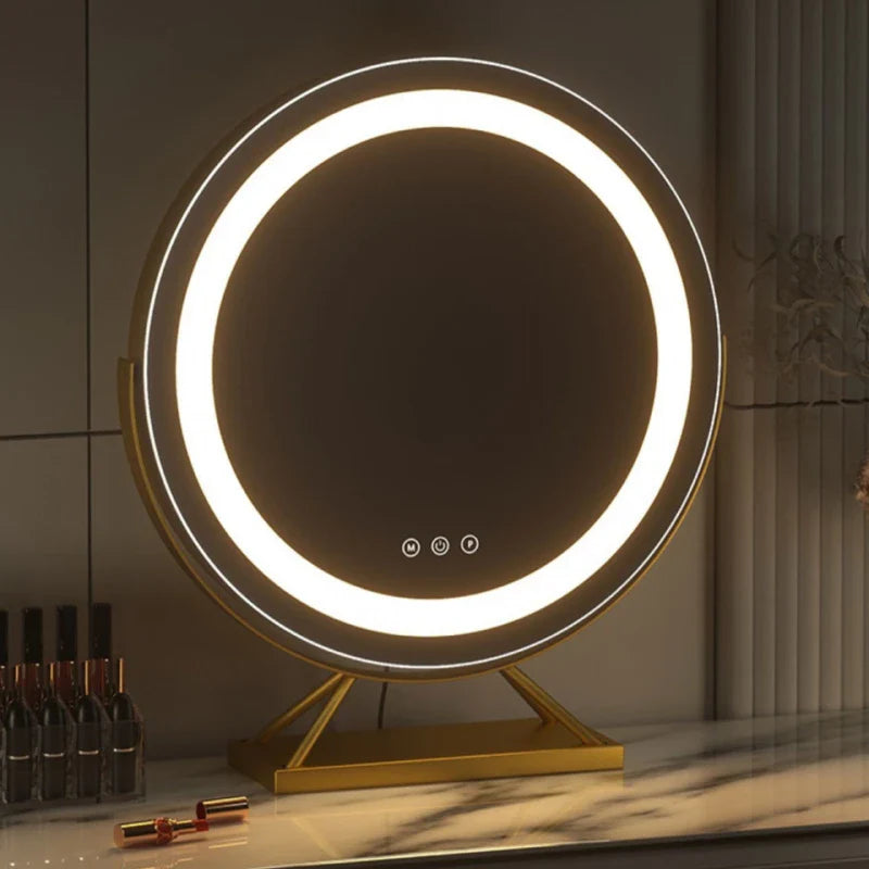LED Lighted Vanity Makeup Mirror with 15x Spot Magnification and Dimmable Multi-Color Settings