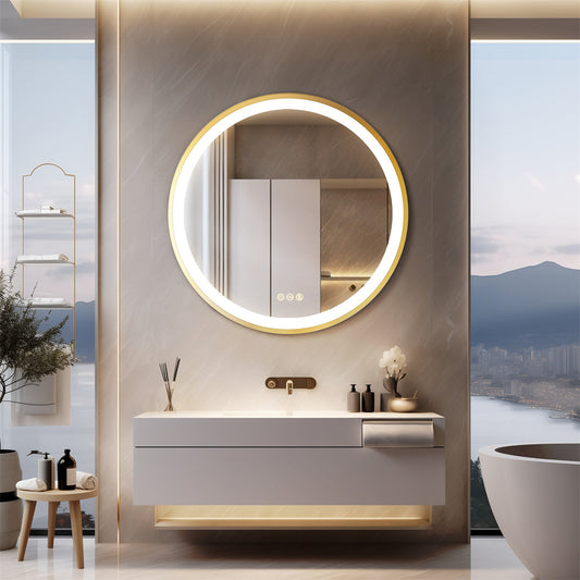Round Golden Mirror