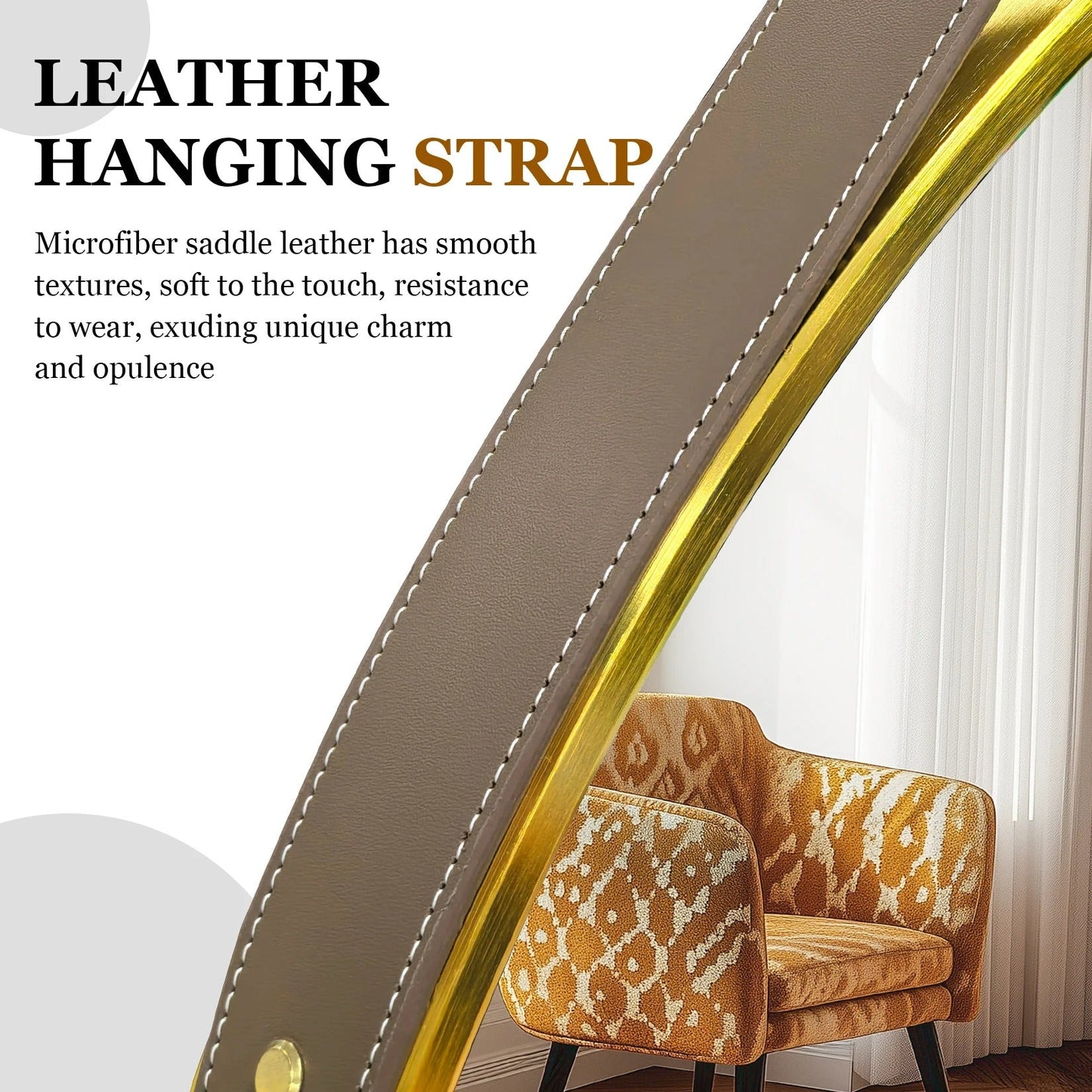 Round Black & Golden Wall Mirror – Decorative Vanity Mirror for Bathroom, Living Room and Bedroom Dressing Table
