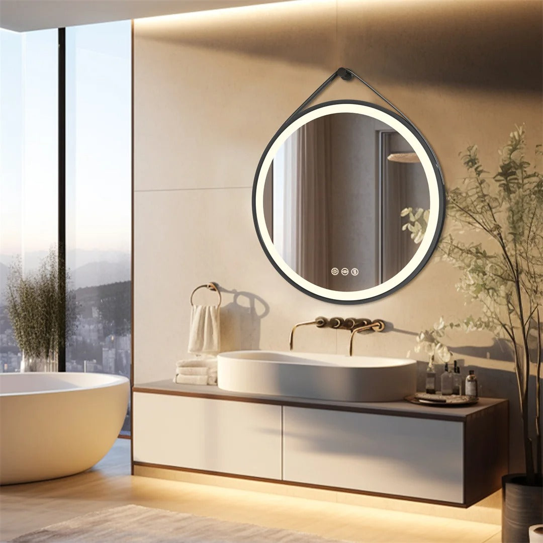 Black Round Mirror With Stylish Round Metal Frame