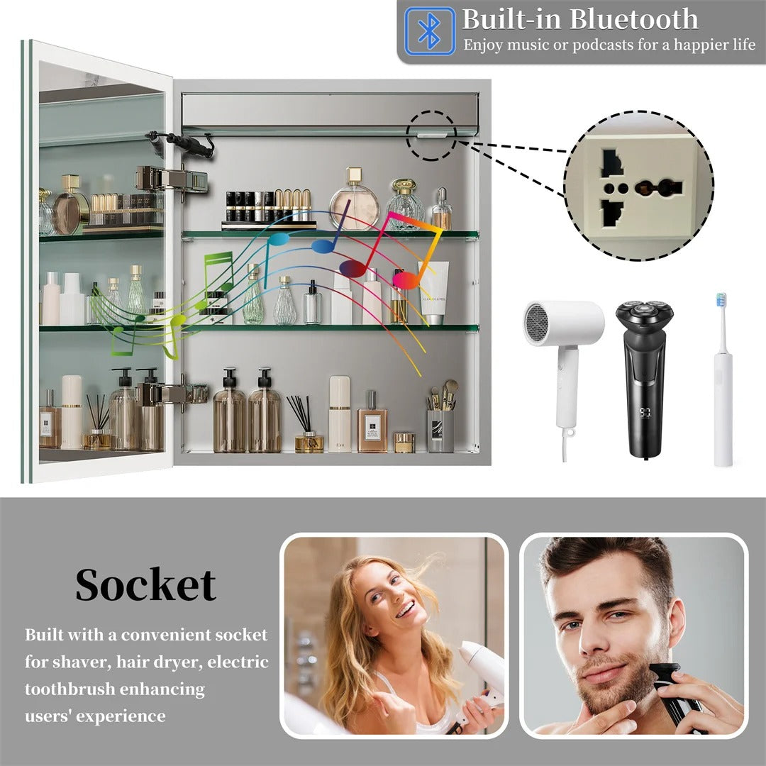 Bathroom Mirror Cabinet with Lights & Bluetooth Speaker