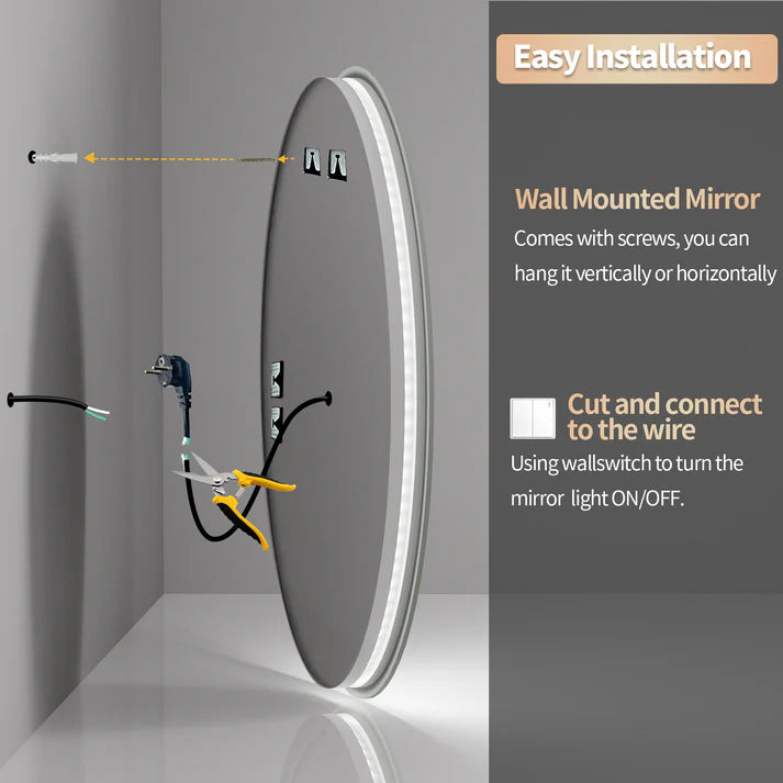 Oval Luxe Dual-Glow LED Bathroom Mirror - Anti-Fog, Dimmable, Double light, Memory & 3 colors.