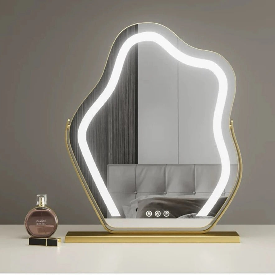 Cloud-Shaped LED Vanity Mirror with Dimmable Lights, 3 Touch Modes & 360° Rotation – LED Makeup Mirror