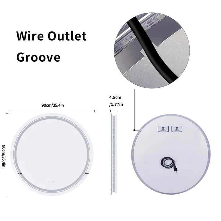 Round Double Light LED Bathroom Mirror, Dimmable, Anti-Fog Circle Wall Mounted Bathroom Mirror