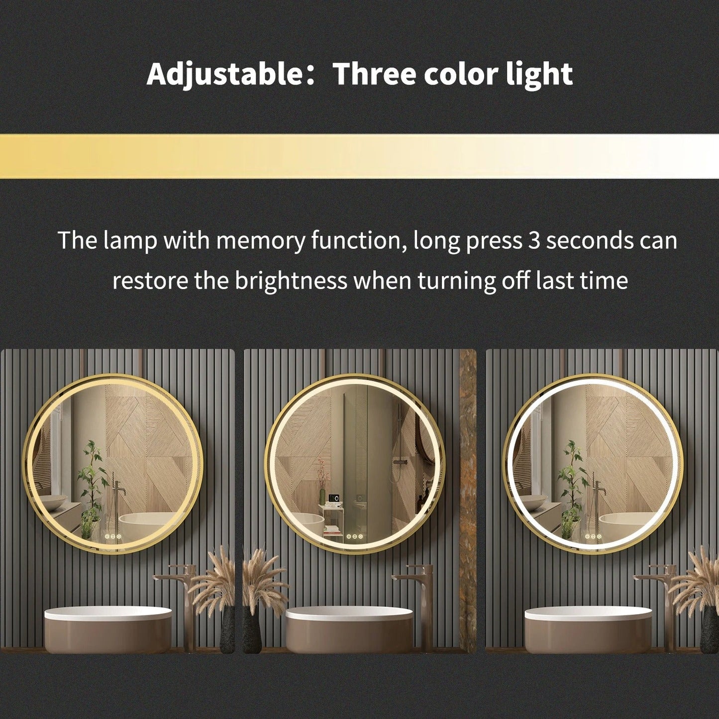 Round Bathroom Mirror with LED lights with Touch Control