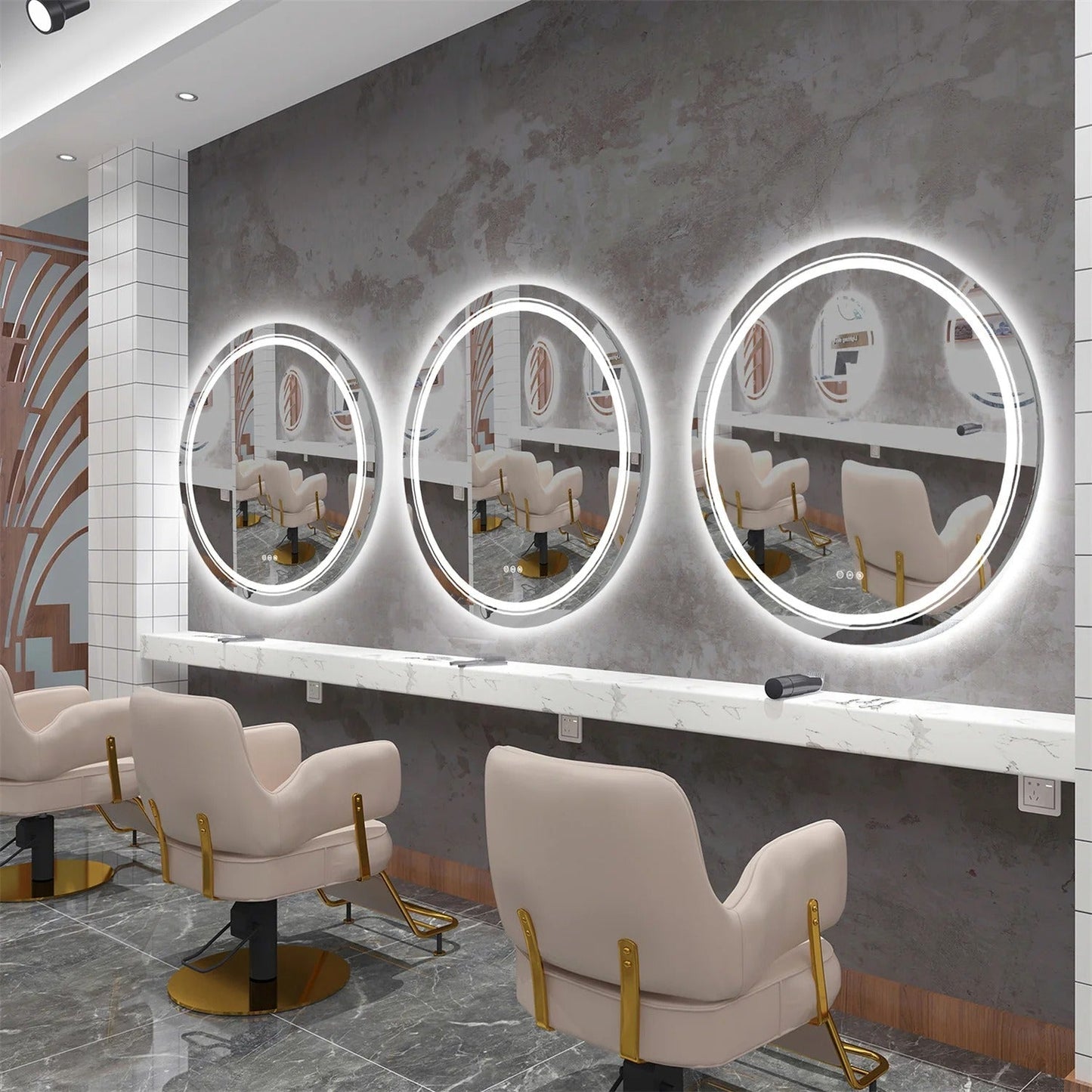 Extra Large 90cm Round Double Light LED Smart Bathroom Illumination Mirror, Wall Mounted, Anti-Fog
