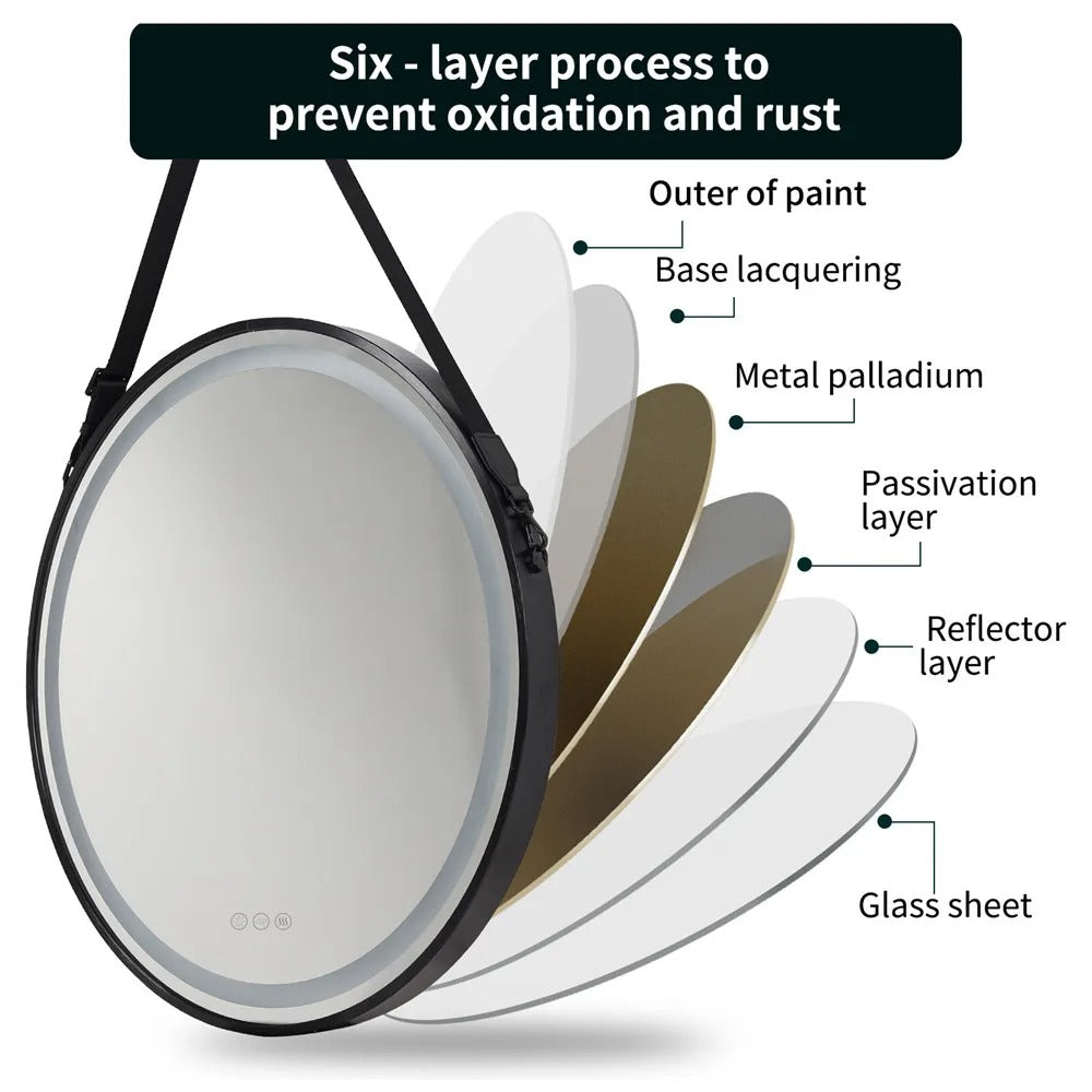 Round LED Bathroom Mirror: Smart Radiant Halo Design