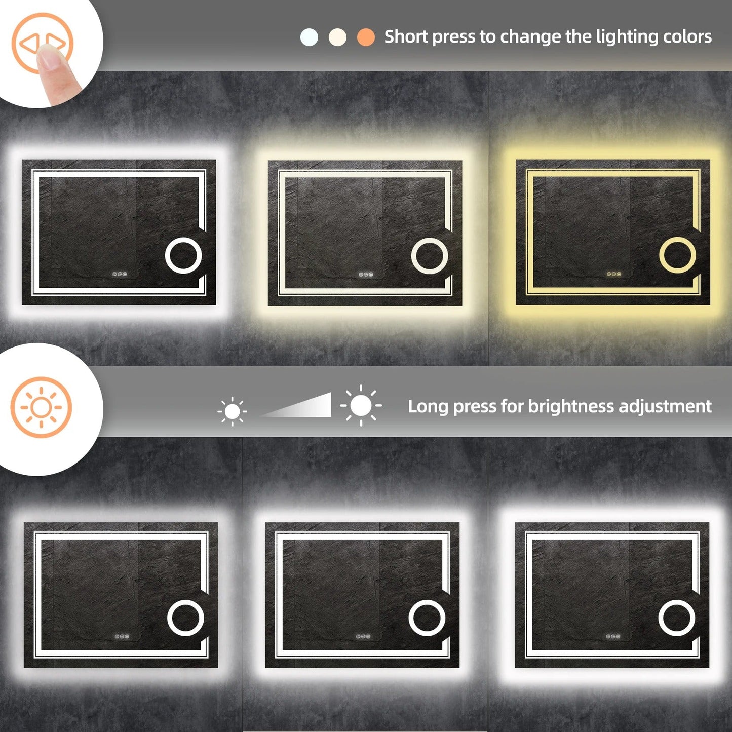 Rectangle Double Lights Bathroom Mirror with 3 X Magnifier – Illuminated Bathroom Mirror