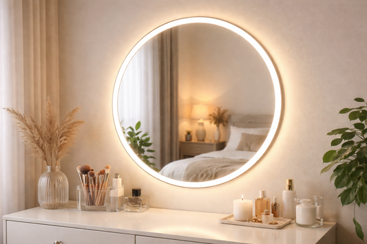 LED Lights on Round Mirror