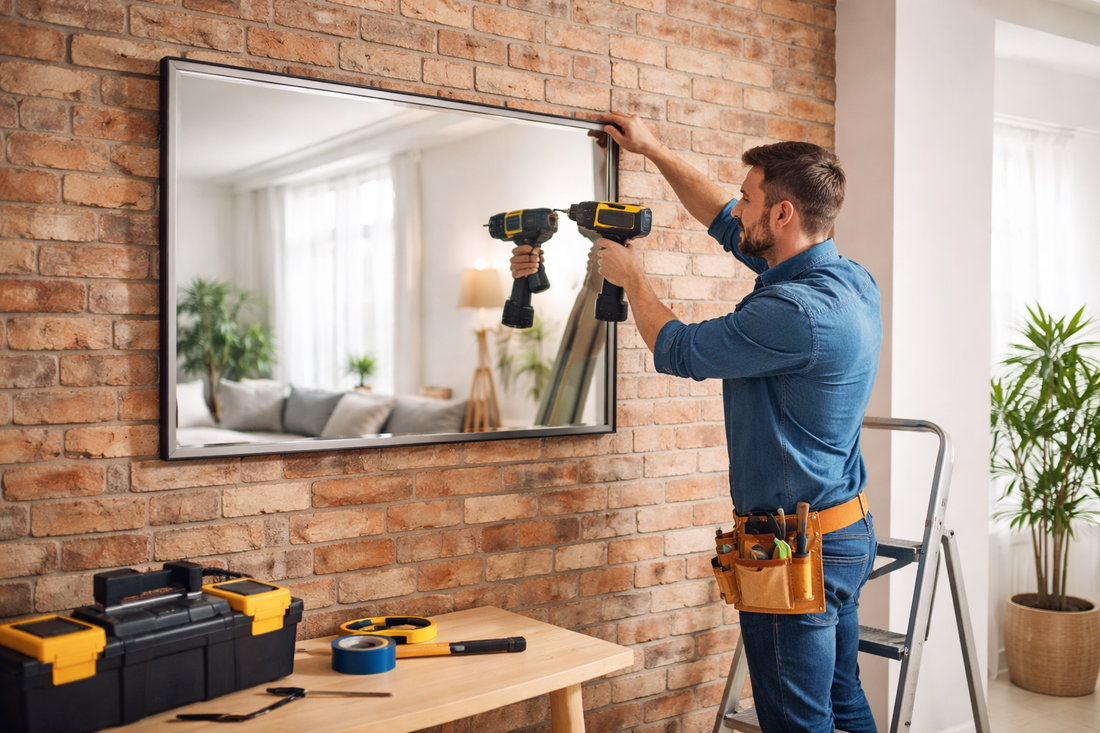 Hanging Mirror on a Brick Wall