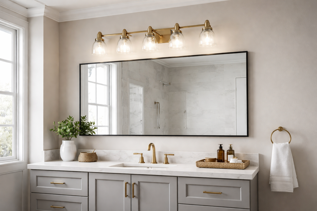 Vanity Lights Overhang a Mirror