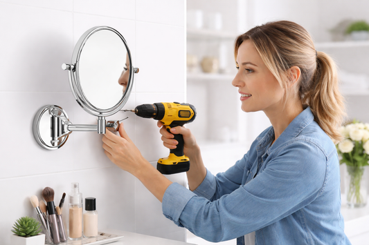 Installing wall mounted makeup mirror