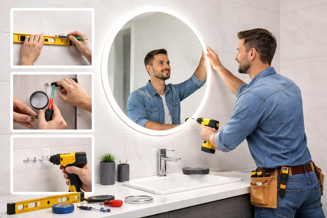 install LED mirror on wall