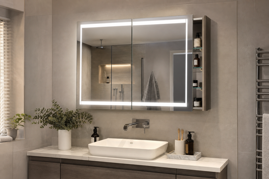 LED mirror cabinet organising a family bathroom