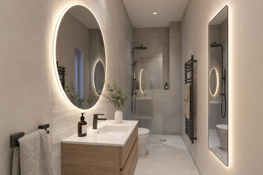 LED mirror shape options for a narrow UK bathroom