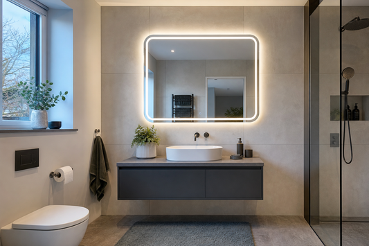 LED mirror brightening a north-facing bathroom