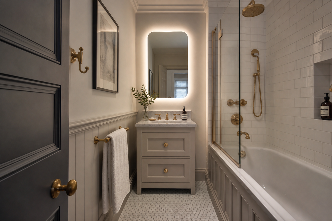 LED mirror in a Victorian terrace bathroom