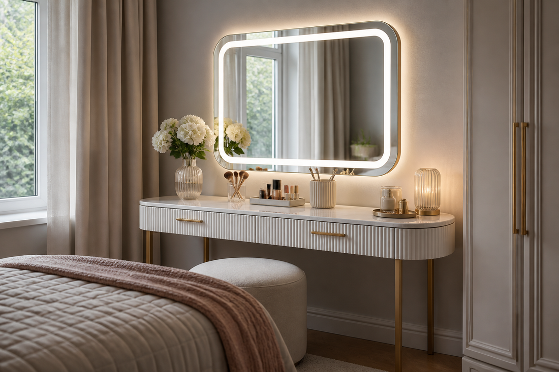 Vanity mirror lighting for a bedroom dressing table