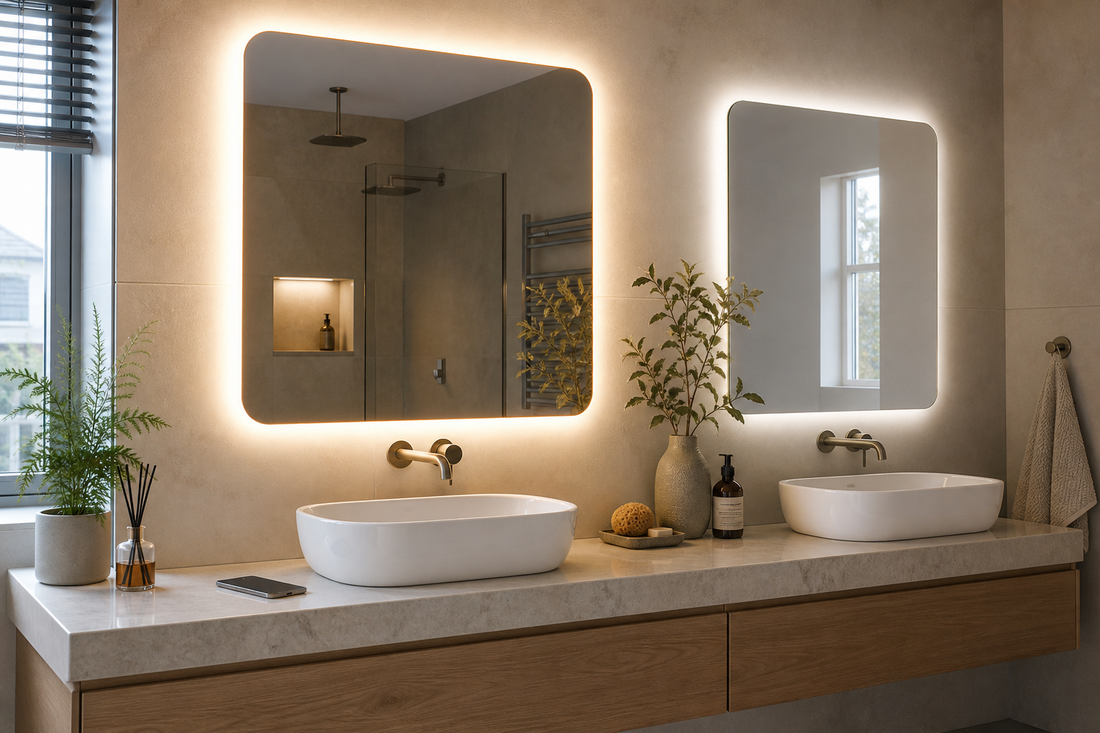 Bluetooth LED mirror compared with a regular LED mirror