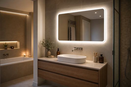 Adjustable LED mirror lighting for makeup and relaxing bathroom use