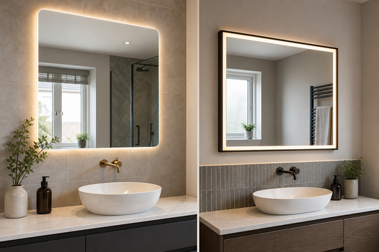 Frameless and framed LED bathroom mirrors
