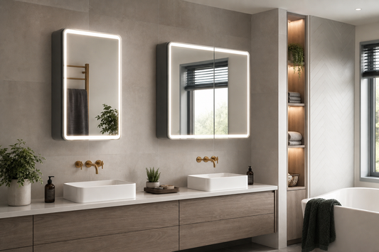 Single and double door LED mirror cabinets