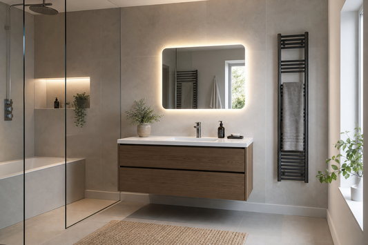 LED mirror sized for an 800mm bathroom vanity