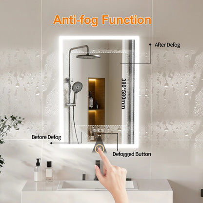 Anti-fog demonstration on the mirrored cabinet door