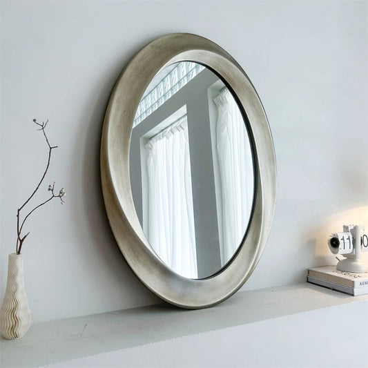 Antique Baroque Gold Oval Bathroom Mirror – Beveled Decorative Accent Mirror for Living Room, Bedroom & Entryway