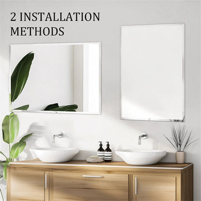 Frameless Rectangle Bathroom Mirror – Beveled Silver Edge Vanity Mirror for Bathroom, Bedroom, Living Room & Dining Room
