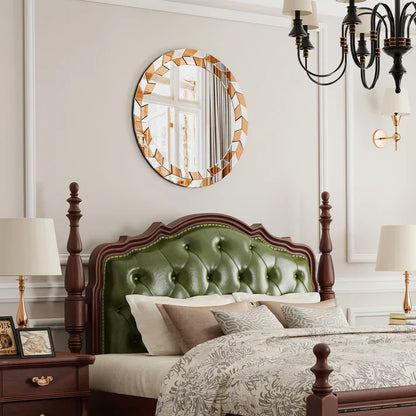 Modern Sunburst Round Wall Mirror – Decorative Accent Mirror for Hallway, Living Room & Bedroom