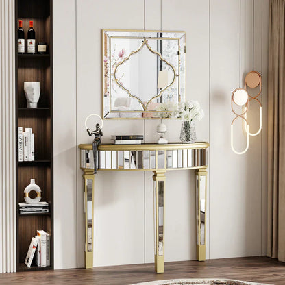 Large Square Wall Mirror – Gold Edge Islamic Style Decorative Mirror for Bedroom, Hallway & Living Room