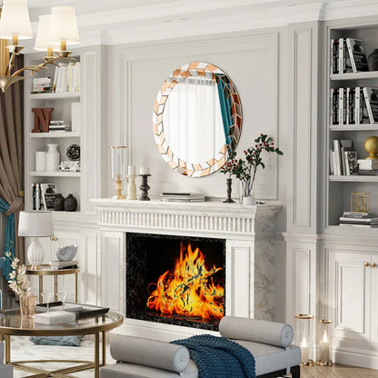 Modern Sunburst Round Wall Mirror – Decorative Accent Mirror for Hallway, Living Room & Bedroom