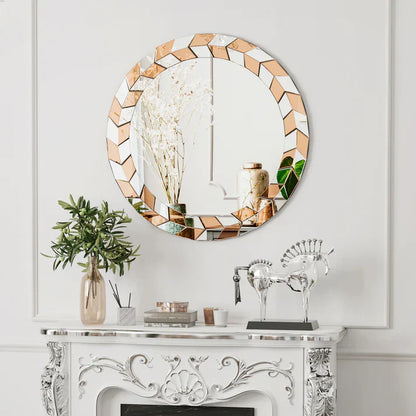 Modern Sunburst Round Wall Mirror – Decorative Accent Mirror for Hallway, Living Room & Bedroom