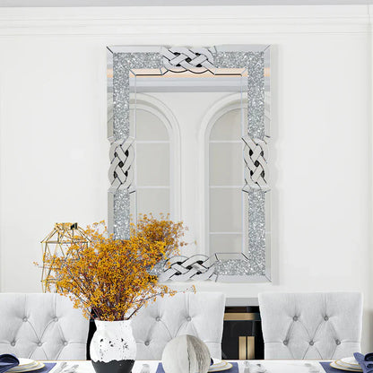 Rectangle Crystal Crushed Diamond Large Bathroom Mirror, 3 size available.