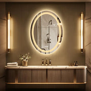 Oval LED Bathroom Mirror with Front & Back Lights and Anti-Fog